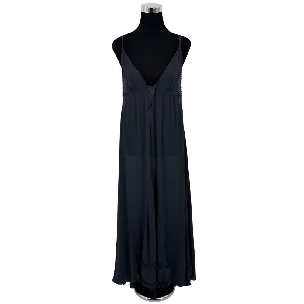 RARE Vtg NWT Free People Gray Lace Crochet Maxi Slip Dress | Whimsigoth Boho M - Picture 15 of 16